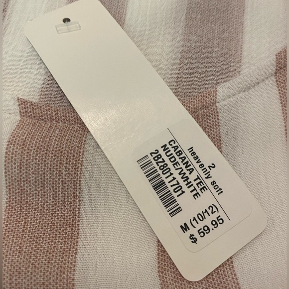NWT Soft Surroundings Cabana Tee Gauze Short Sleeve Striped Top 10/12 Medium - Picture 9 of 10